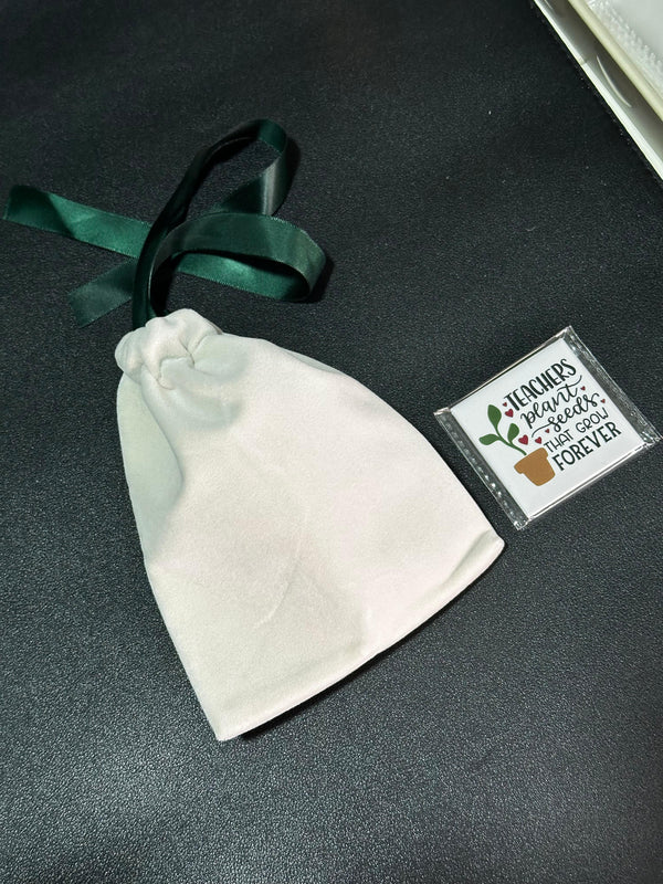 ⁠Drawstring Beige Pouch